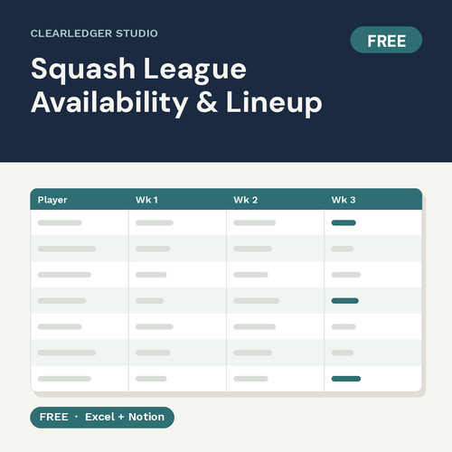 Squash League Availability & Lineup Sheet (Free)